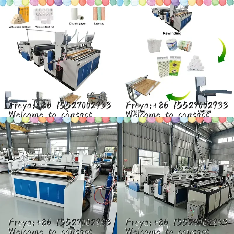 Full Automatic Toilet Paper Making Machine High Speed Tissue Rewinding Production Line for Factory PLC Control
