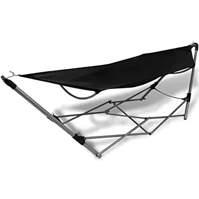 

Outdoor Garden Adult Iron Folding Hammock Stand Cotton Hanging Swing Bed Hammock with Metal Frame