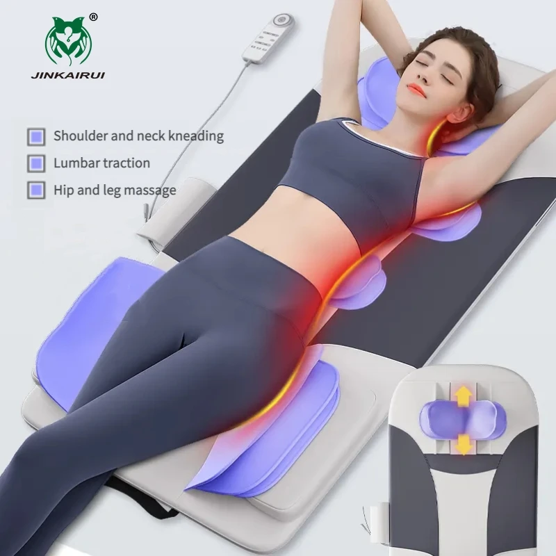 Electric Multifunctional Full Body Heated Massager Cushion With Remote Control Neck Vibration Massage Mattress With Air Compress