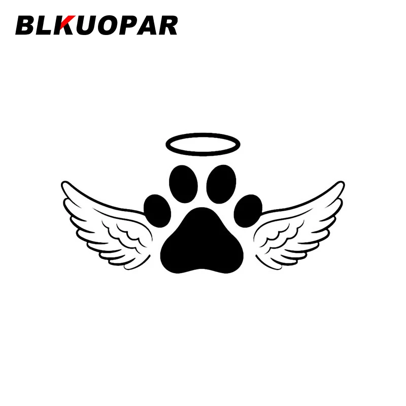 

BLKUOPAR Dog Footprint Angel Wings Halo Silhouette Car Sticker Graphics Decal Sunscreen Die Cut Laptop Windows Bumper Car Lable