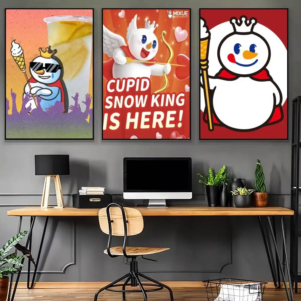 Мультфильм Снежный Король Микс Мороженое и Чай Плакат Искусство Липкая Стена Домашняя Гостиная Спальня Бар Эстетическое Украшение