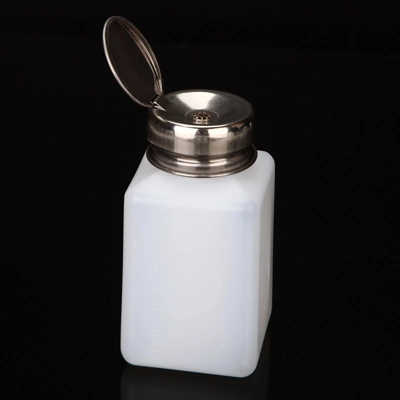 1pcs 200ML Portable Press Empty Refillable Bottle Liquid Alcohol Pump UV Gel Nail Polish Cleaner Acetone Water Remover Dispenser