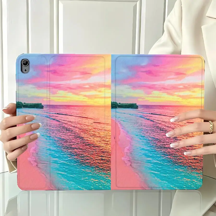 Coastal Sea Wording with Pencil Slot Case for Xiaomi Pad 5 6 7 8 Pro Pad 6s Pro 7 Ultra Redmi Pad SE K Pad 8.8 9.7 12.4 Inch