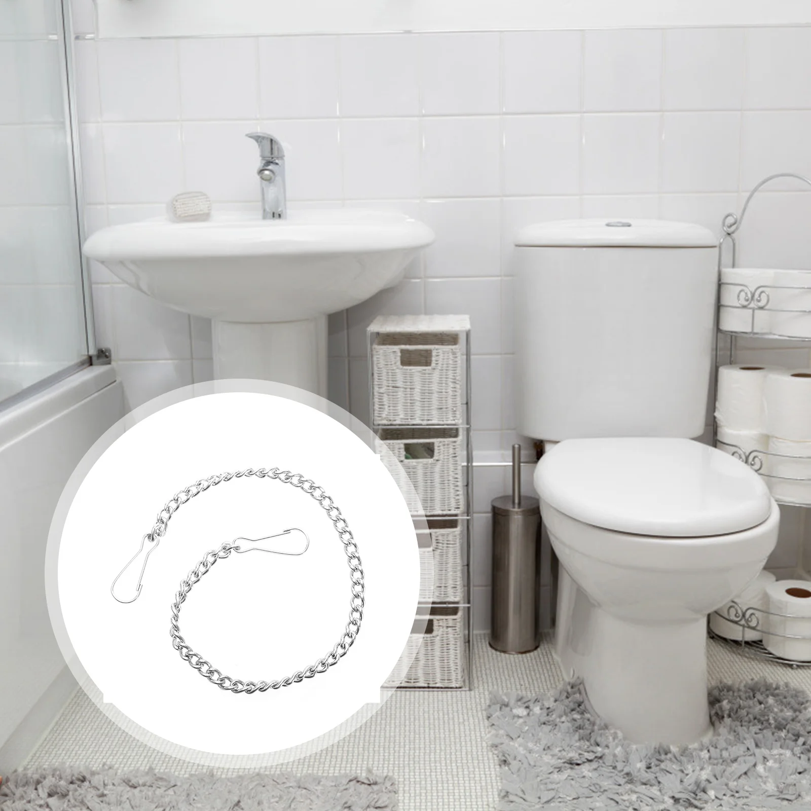 6Pcs Toilet Handle Chain Stainless Steel Rust Resistant Toilet Flapper Lift Chain Replacement Universal Flapper Accessories Kit