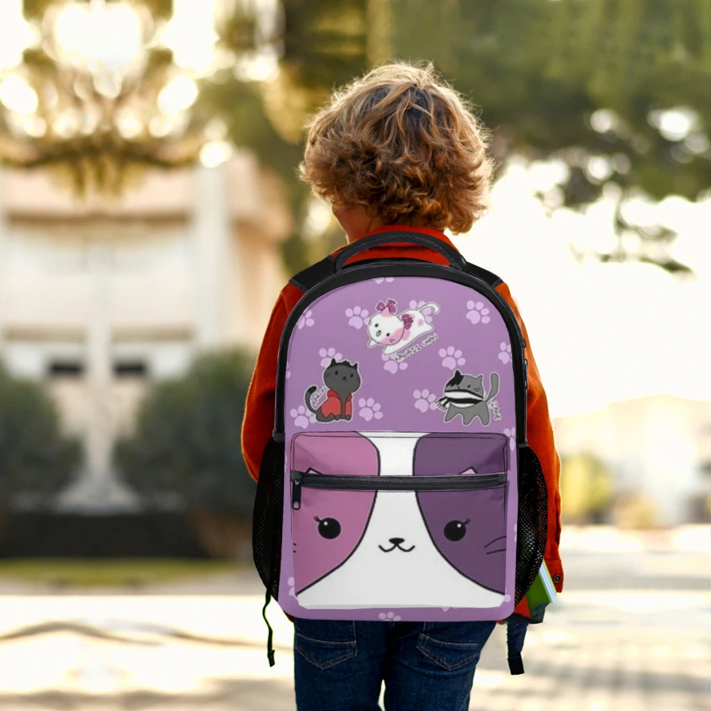 Aphmau mochila escolar de gato para niños, mochila de estudiante de gran capacidad, mochila de estudiante de secundaria de dibujos animados, 17 pulgadas