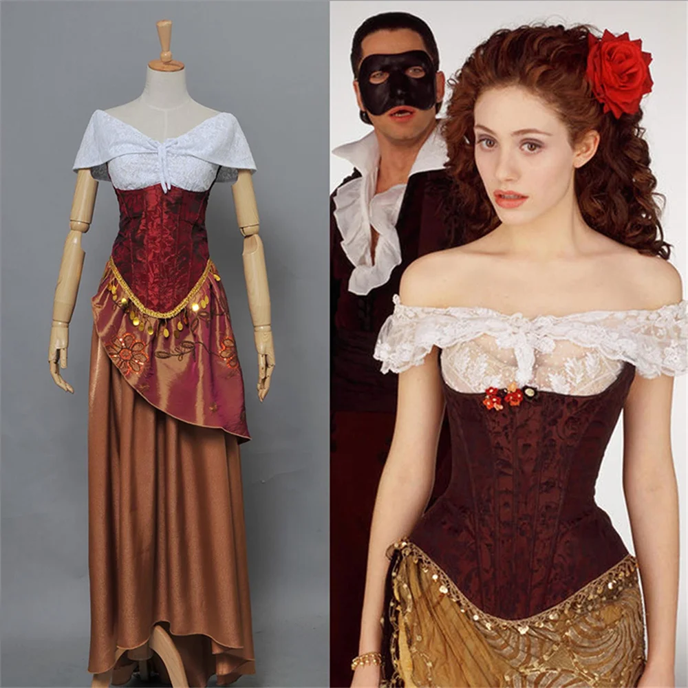 Musical The Phantom Of the Opera Christine Daae Cosplay Costume  Fancy Dress Stage Performance Halloween Party Outfits