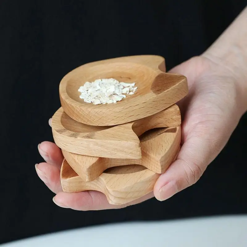HOT! Mini Cat Shape Dish Japanese Style Cartoon Sauce Dish Creative Wooden Flavoring Sushi Mustard Plate Soy Tray