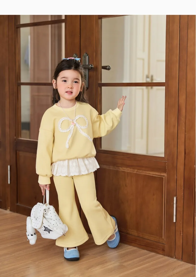 RAISE 2-8 Jahre Kinder Mädchen Zweiteiliges Outfit Herbst Kinder Mädchen Schleifen-Sweatshirt Trainingsanzüge 2026 Spitzenbesetzte Schlaghose Outfits – Detail 32