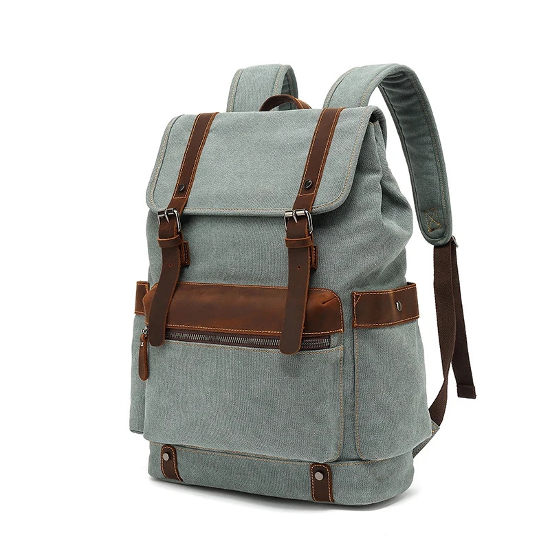 Wear-resistant canvas backpack shoulder retro backpack travel computer bag