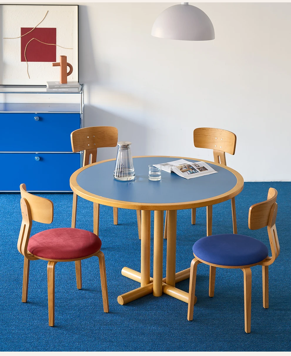 LTT retro Bauhaus blue round solid wood home small apartment Memphis round table