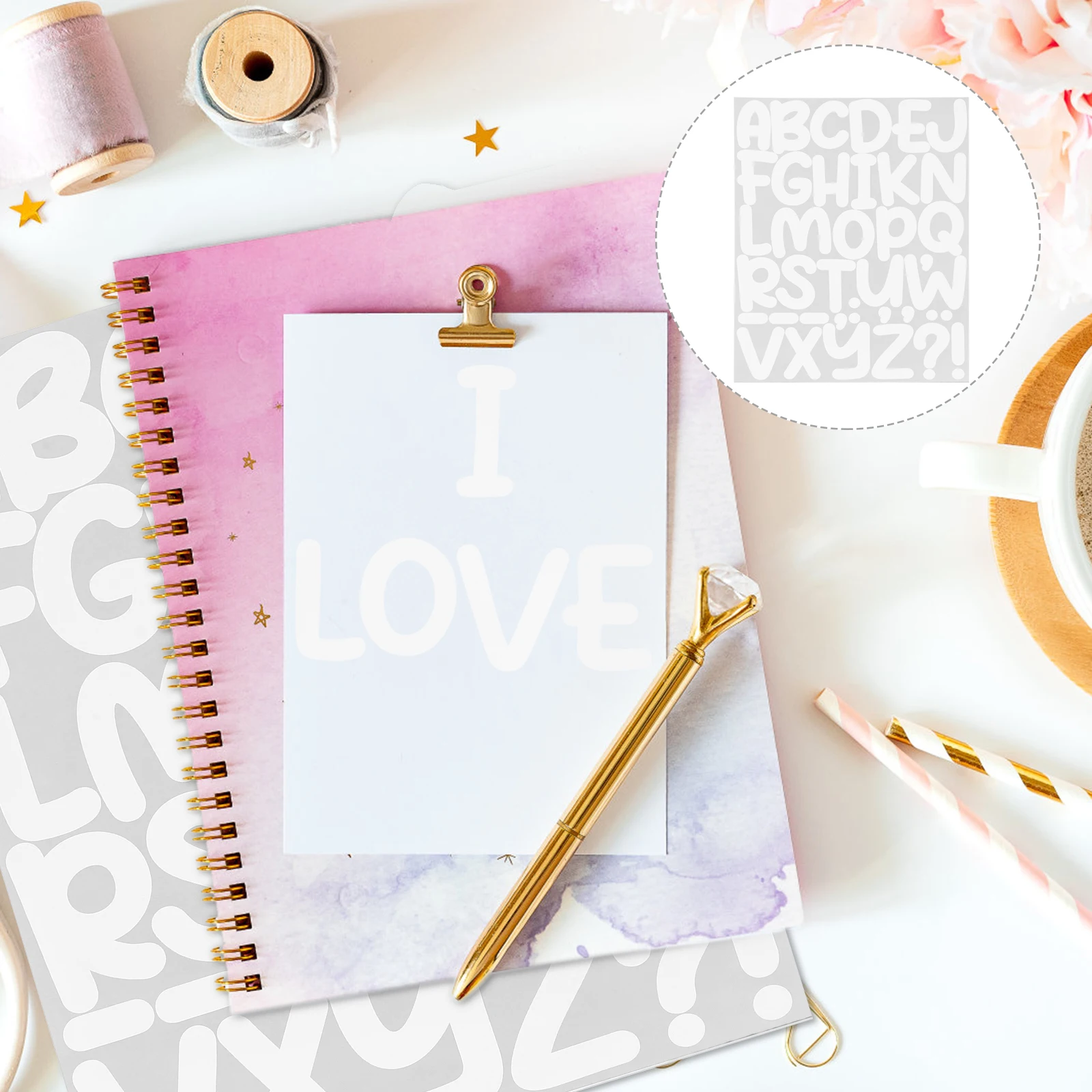 

12 Sheets Alphabet Number Stickers Diy Letter Decals For Laptop Bottle Scrapbooking Stickers Vinyl Reusable Decorative Crafts