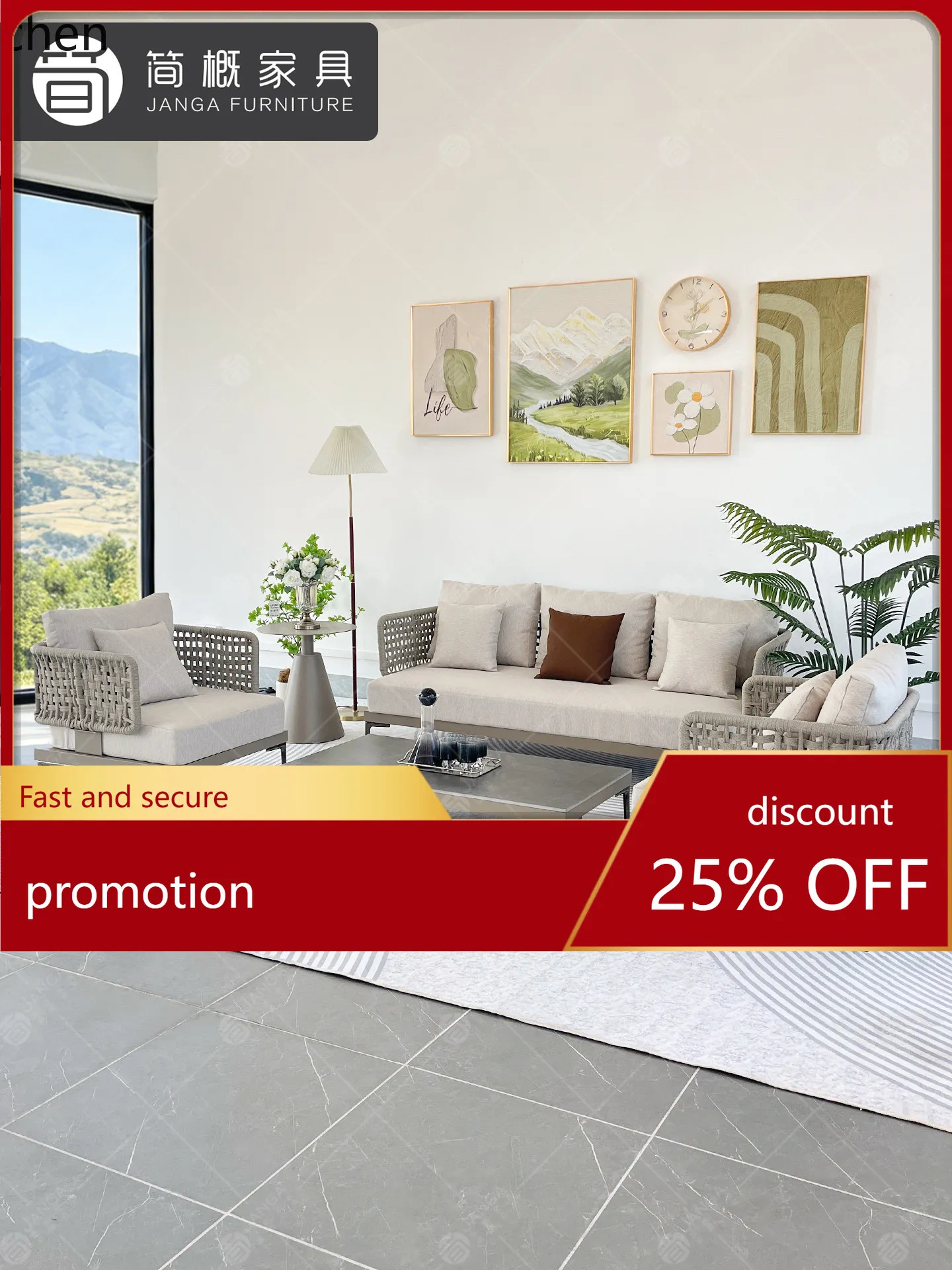 

YFY outdoor rattan wicker sofa - villa, courtyard, garden leisure rattan chair - hotel, terrace, balcony outdoor