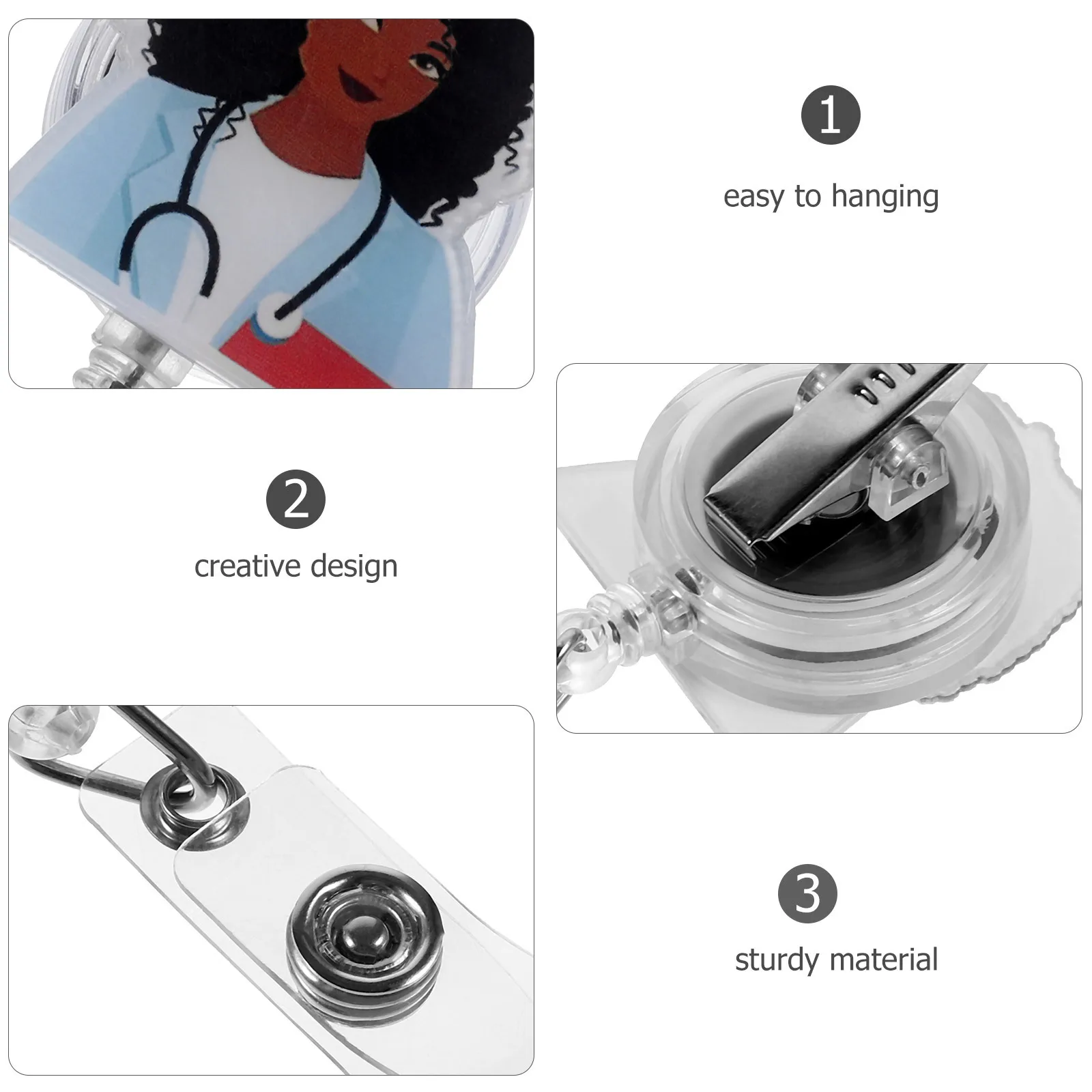 

Nurse Badge Holder Retractable Multi-Function Id Card Holder Badge Buckle for Doctor Nurse Key Card Access Clip