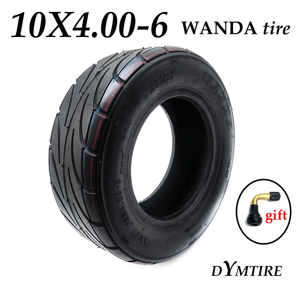 10X4.00-6 Vacuum Tubeless Tire with Valve for Electric Scooter Widened Wear-resistant Wanda Tyre