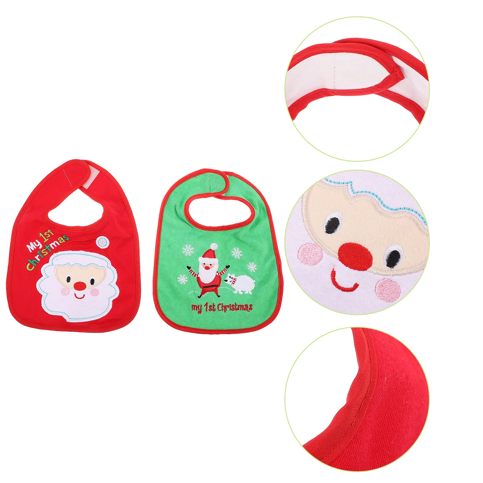 2Pcs Baby Bib Christmas Pattern Saliva Bib Drool Proof Feeding Bibs Newborn Infant Kids Toddler Eating Apron Lovely