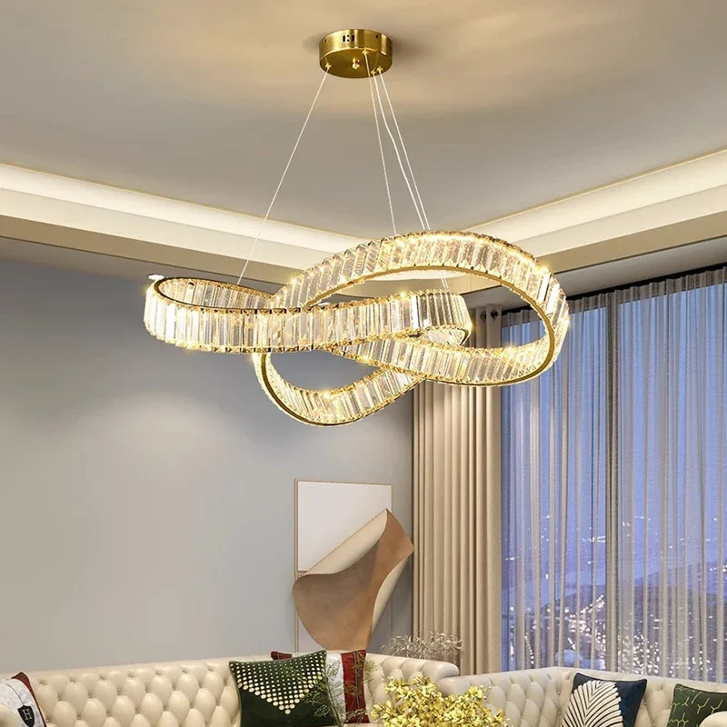 

Modern Home Decoration Crystal Ceiling Hanging Chandelier Living Room Lamp Dining Table Pendant Lights Interior Lighting Lustre