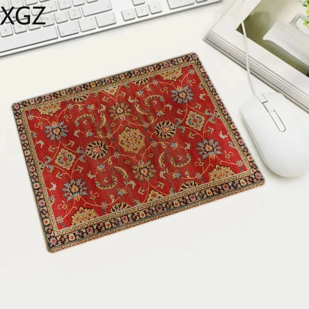 Mini Persian Woven Rug Mat Mousepad Retro Style Carpet  Pattern Cup Laptop PC Mouse Pad With Fring Home Office Table  Anti-slip