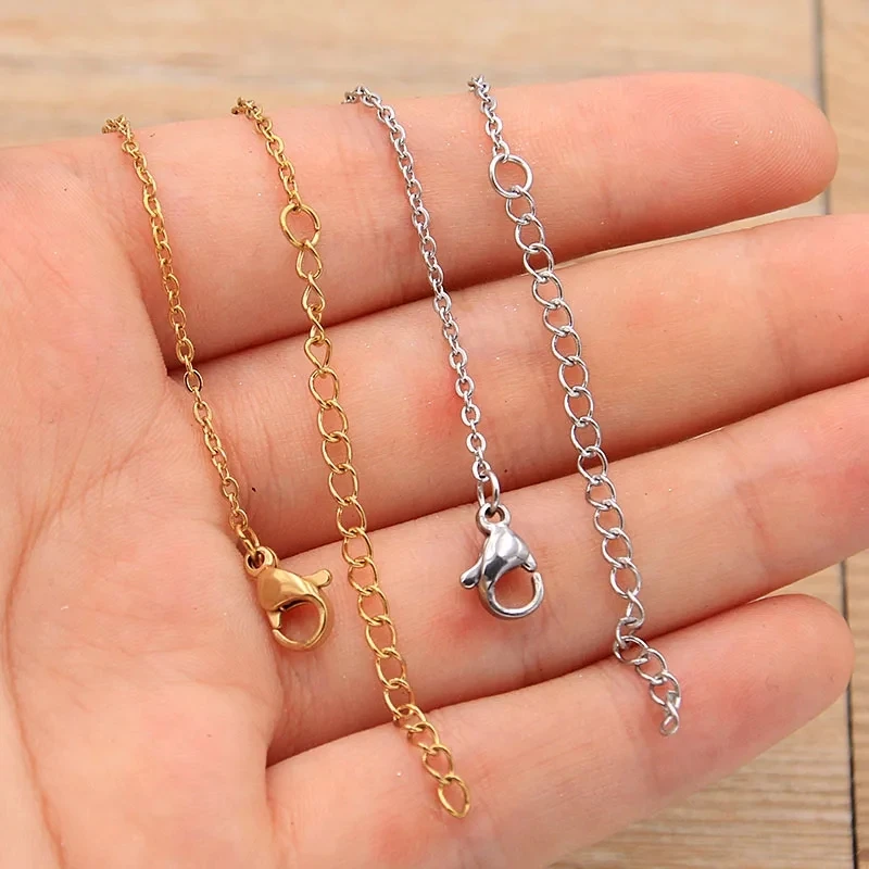 100pcs/lot 1mm/1.5mm/2mm Stainless Steel Cable Link Rolo Chain Necklace DIY Jewelry Making Chokers Necklace Wholesale Bulk