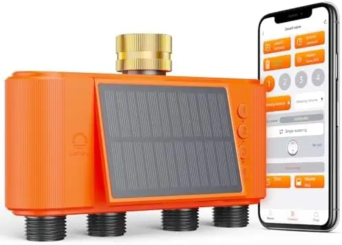 

Умный Wi-Fi таймер для полива Lumary Solar на 4 зоны с расходомером, система орошения для сада с управлением через приложение