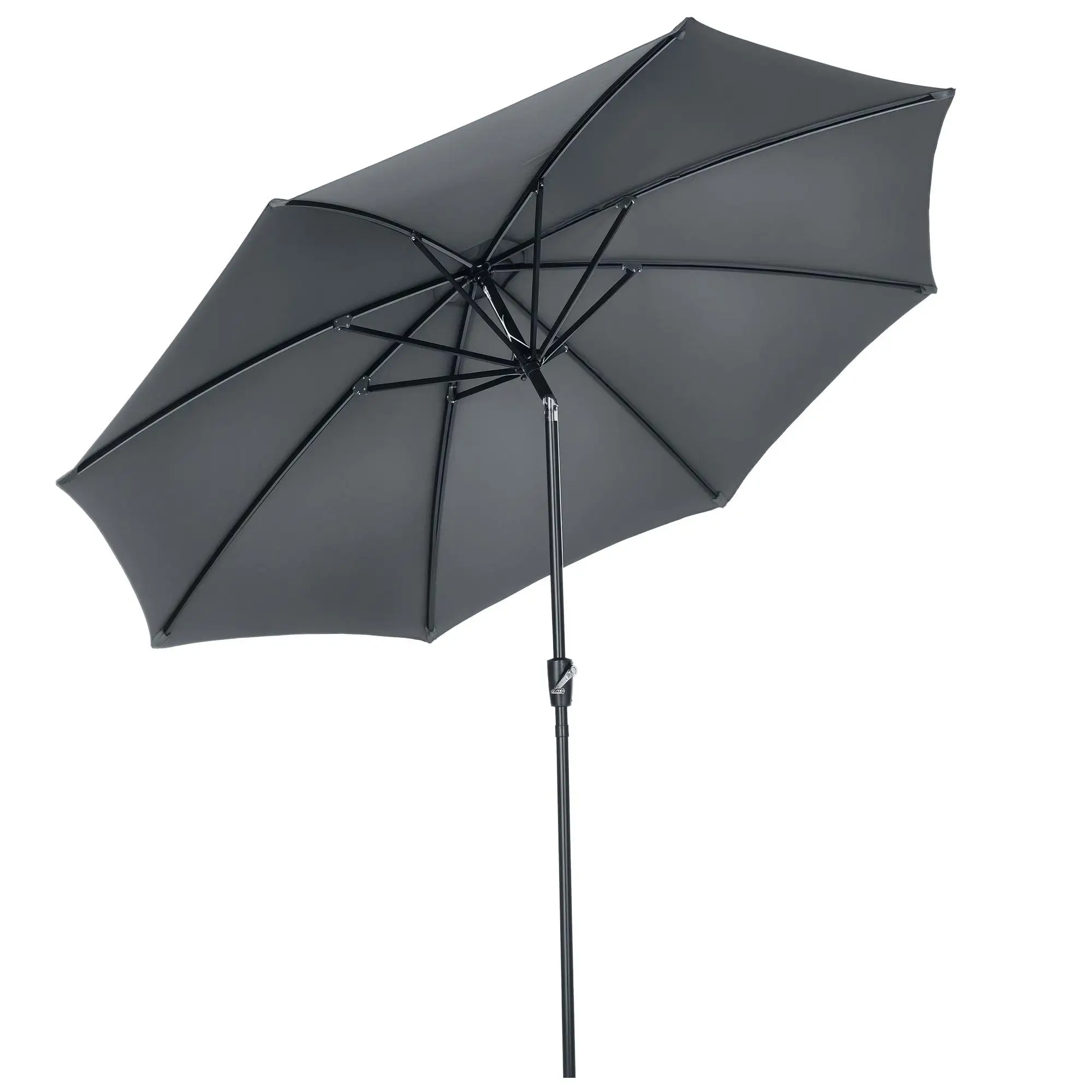 Toldo de jardín gris de 300x252 cm con manivela y mecanismo de inclinación, 100% poliéster para patio.