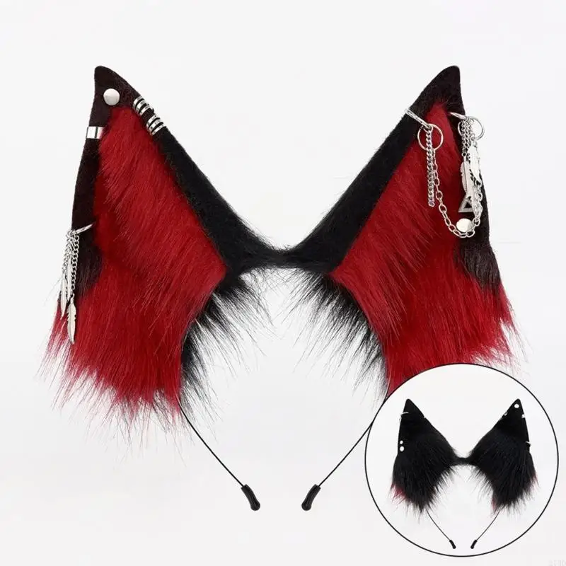 270D Charakter-Rollenspiel-Tier-Ohr-Stirnbänder, weiches Plüsch-Wolf-Ohr-Haarband, Haarschmuck für Kostüm-Enthusiasten