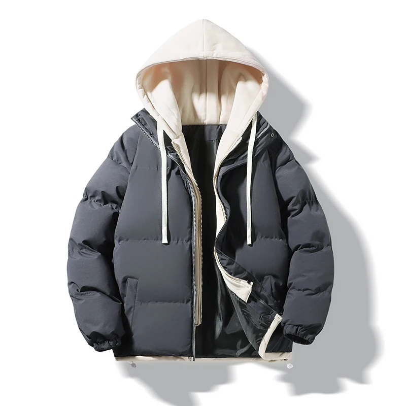 

Winter Thick Jacket Warm Cotton -Padded Jacket Outwear Men Waterproof Hooded Casual Parkas Autumn Men Patchwork Puffer Parkas