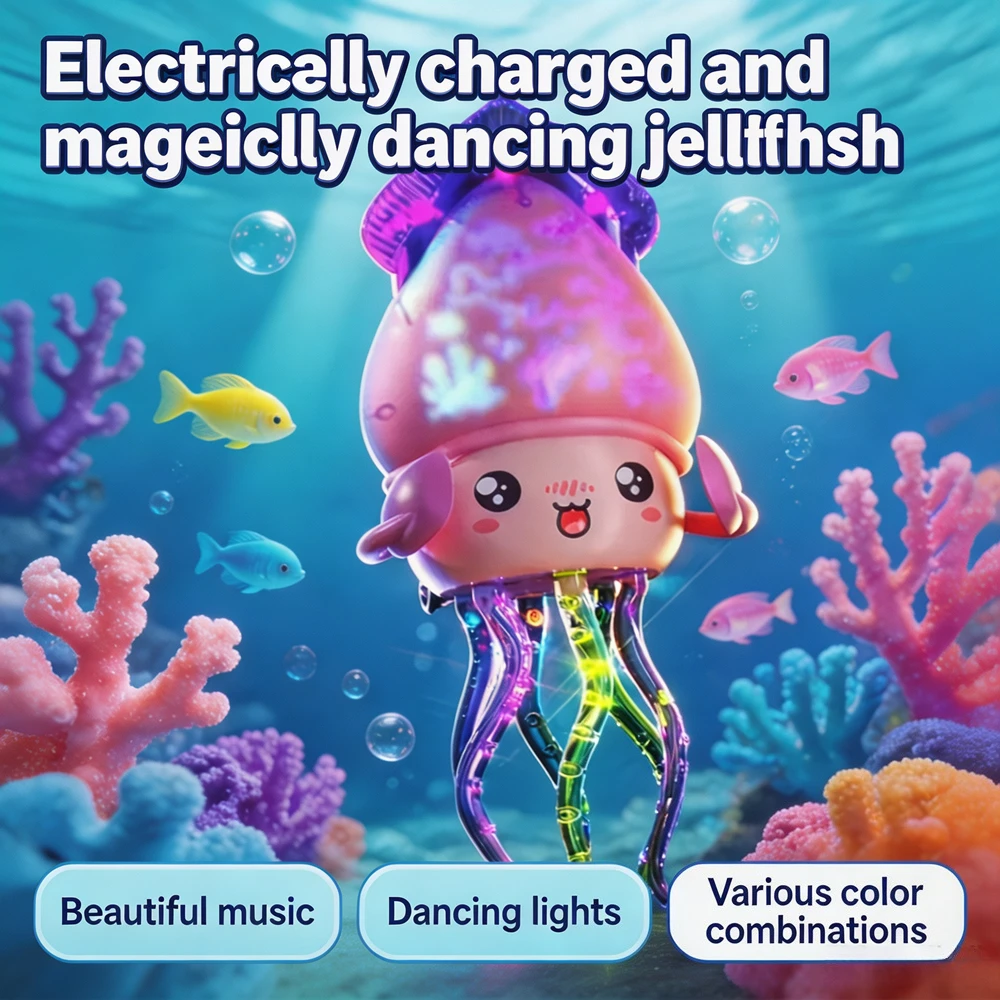 Funny Auto Rotating Dancing Octopus Electric Toy LED Glowing Light Up Interactive Toy with Obstacle Avoidance Function