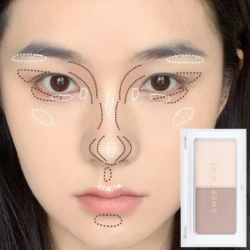 Cool Tone Contouring Nose Shadow Palette Double-color Shaping Face Makeup Natural Matte Eyeshadow Highlighter Powder Cosmetics