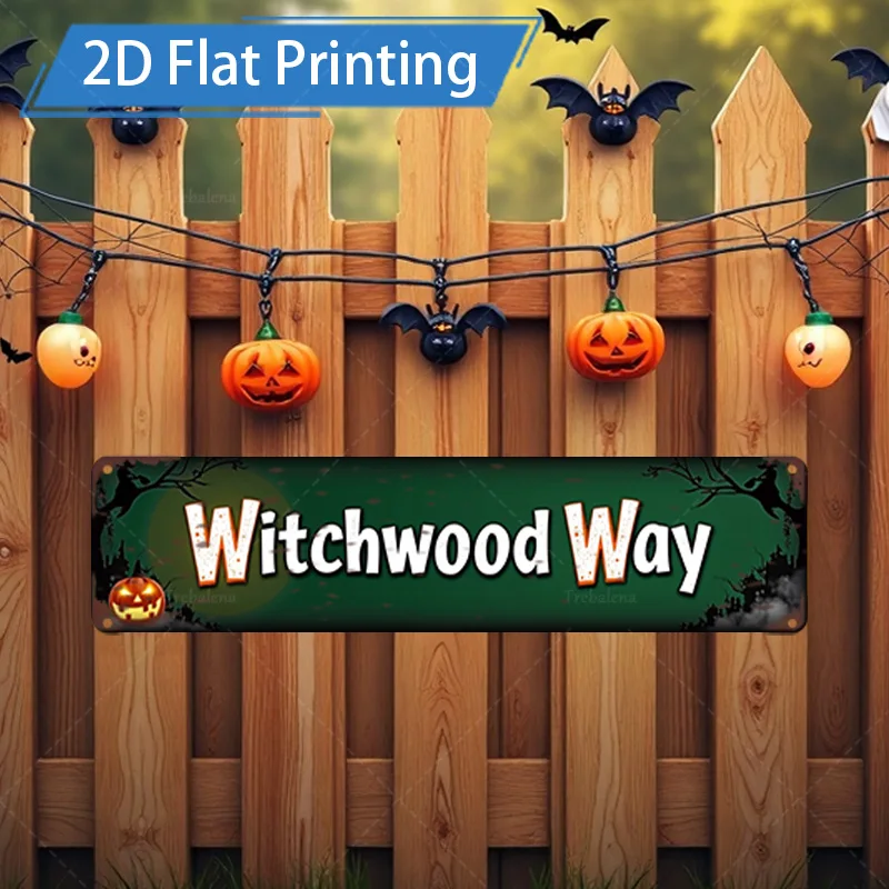 1 قطعة 8x12 بوصة علامة معدنية هالوين Witchwood طريقة تسجيل مع اليقطين الخفافيش ديكور ل ديكور المنزل احتفالي #1