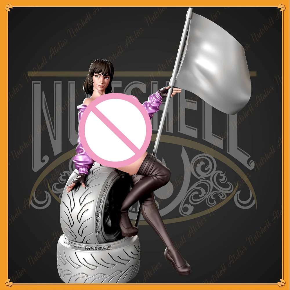 Miniature Racing Girl NSFW Modèle en Résine Imprimée en 3D, Figurine Non Peinte, Kit de Garage GK, Jouets de Bricolage Non Assemblés, 1/24