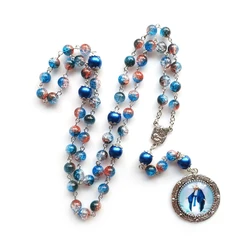 QIGO Vintage Virgin Pendant Rosary Necklace Long Catholic Cross Religious Pray Jewelry Four Styles