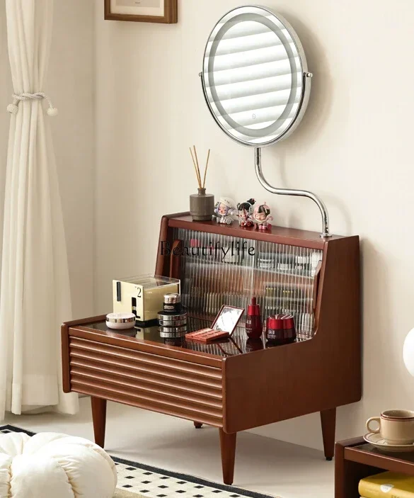 

13Retro Bay Window Dresser Bedroom Solid Wood Small Makeup Table