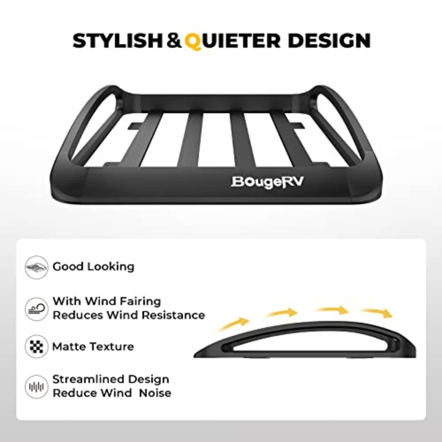 防錆アルミ製ルーフバスケット 47インチx40インチx8インチ 軽量ユニバーサルルーフトップカーゴキャリア ルーフラックカーゴバスケット ウィンドフェアリング付き