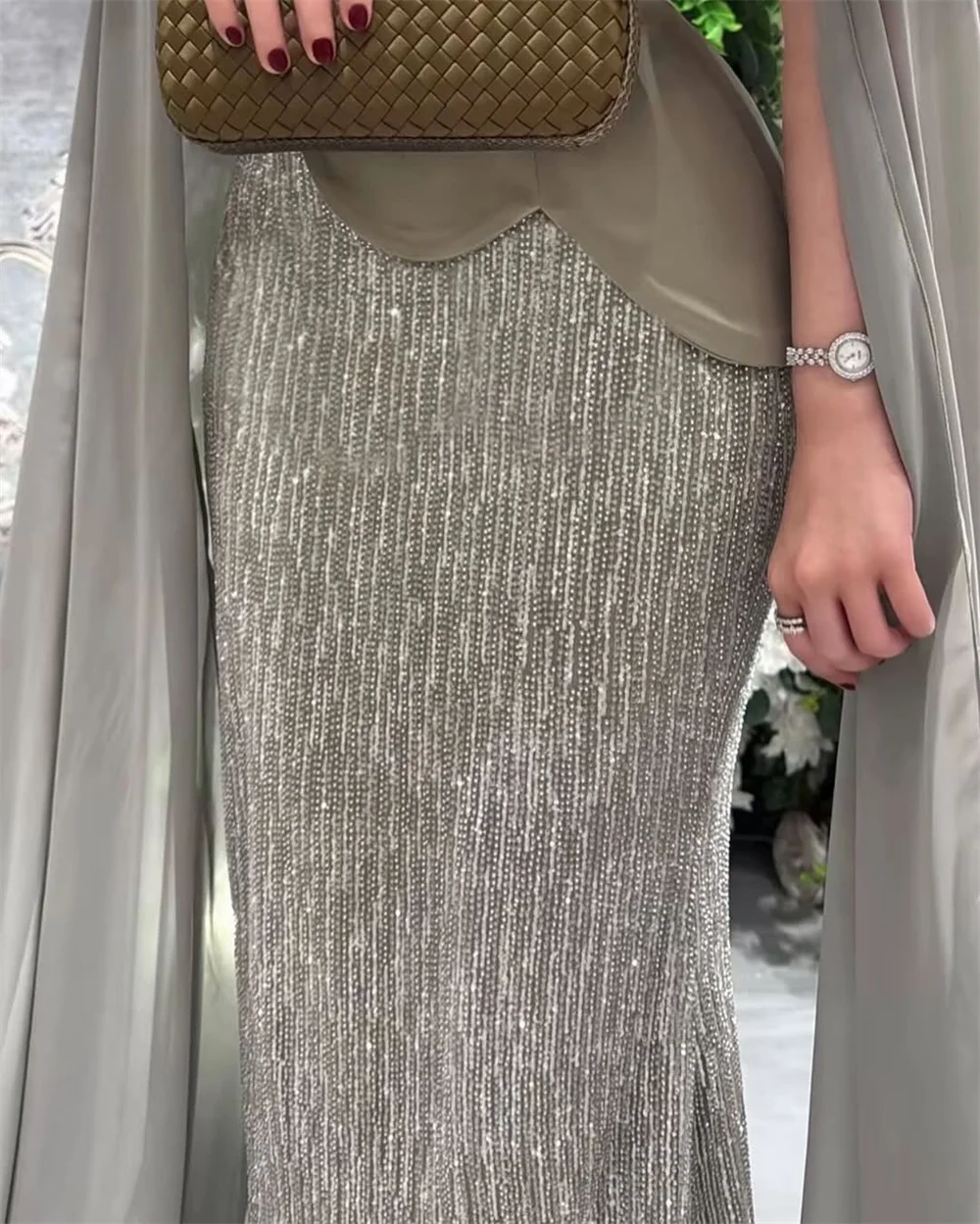 Mila Off Shoulder Customized Gray Evening Dresses Chic Mermaid Prom Dress 2025 Glitter Floor-Length Wedding Party Formal Gowns image 3