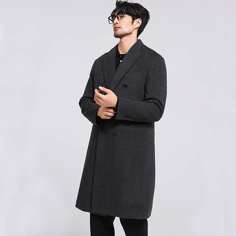 Двубортное кашемировое пальто для джентльменов с пуховым жилетом и подкладкой, шерстяное пальто, толстый теплый мягкий наряд, зимняя мужская одежда
