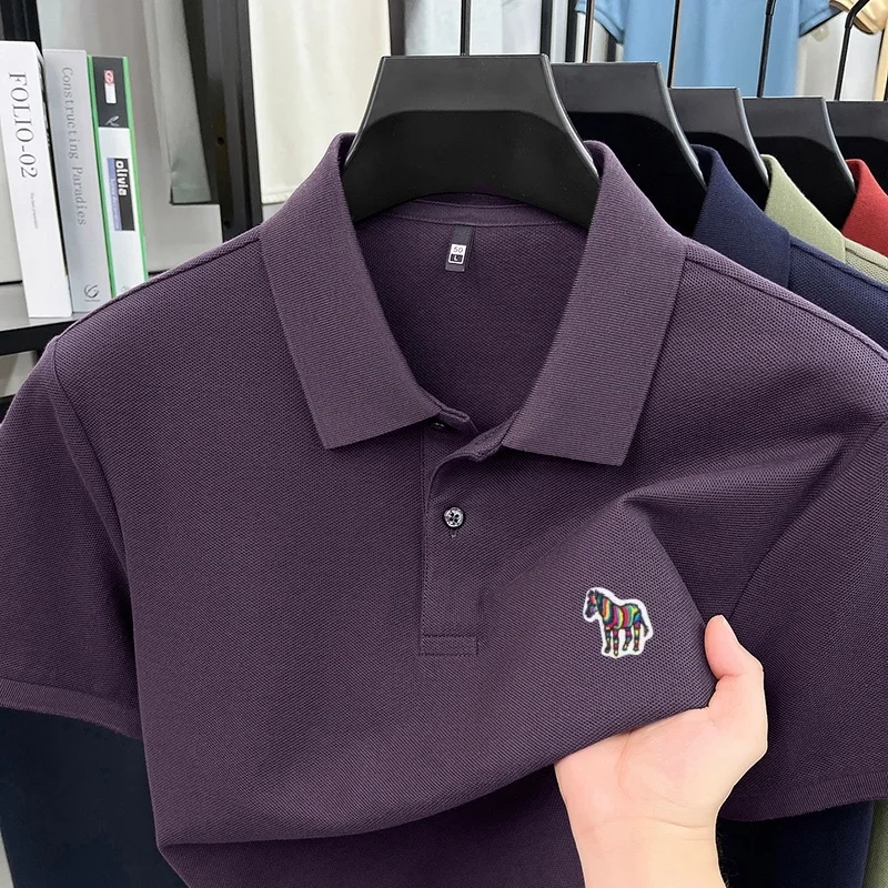 Herren Sommer Baumwolle 100% Poloshirt, Besticktes Kurzarm-T-Shirt mit Kragen, Business Casual Atmungsaktive Herrenbekleidung Oberteile – Detail 22