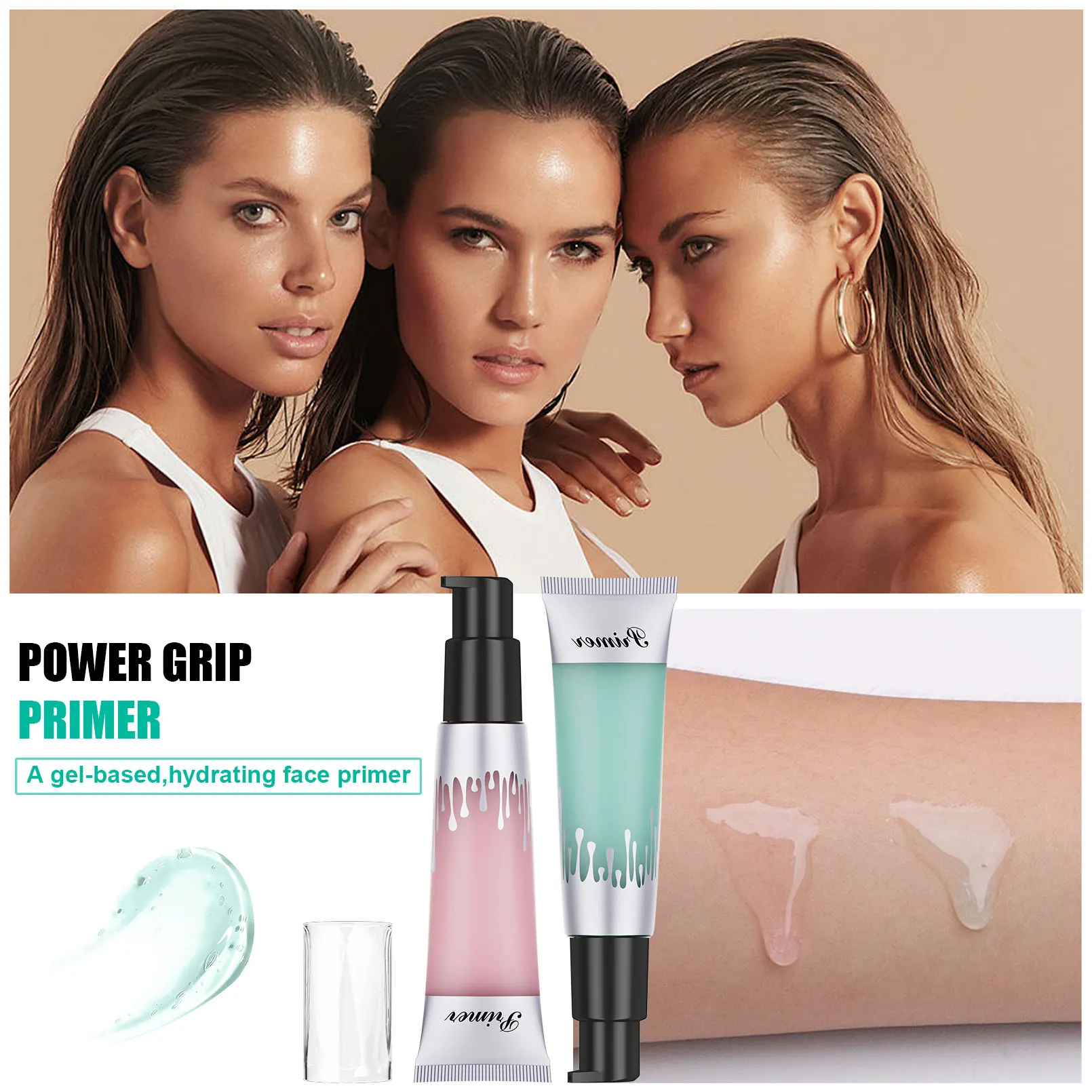 Gel primaire éclaircissant à l'acide hyaluronique, hydratant, longue durée, éclaircissant pour le visage, maquillage cosmétique pour le Contour