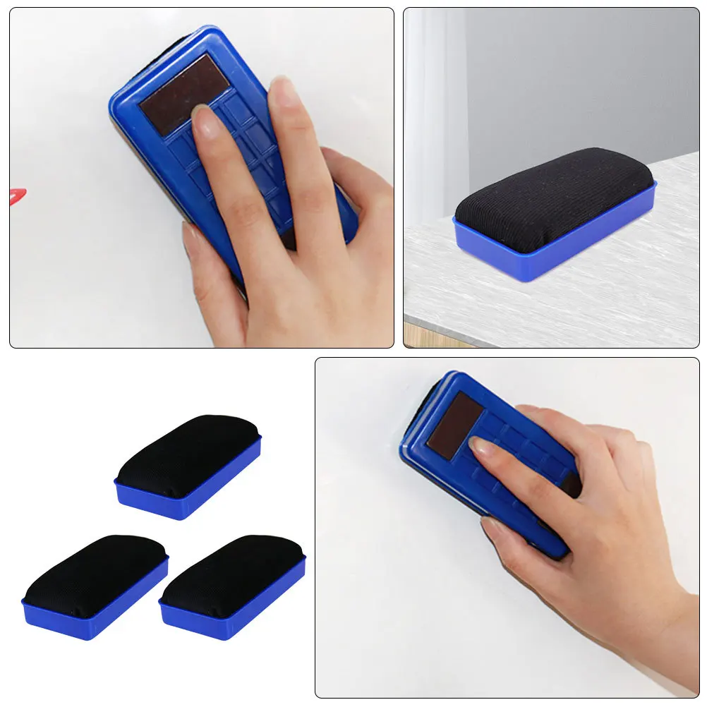 

3Pcs Whiteboard Eraser Magnetic Strong Adsorption Lightweight Plastic Flannel Mini Office School Dust Cleaner Practical Supply