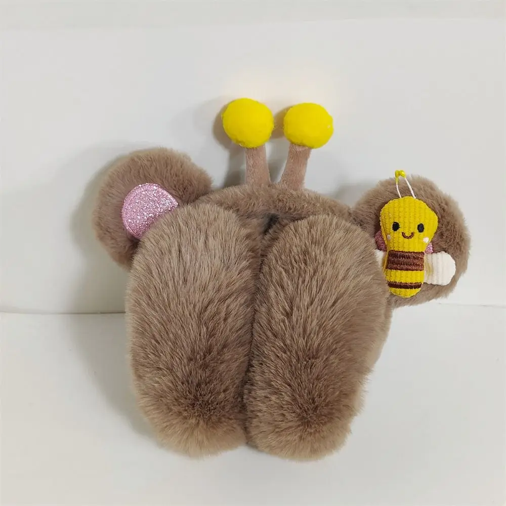 Orejeras cálidas de invierno de abeja pequeña a la moda, calentador de orejas de felpa plegable, orejeras de protección contra el frío Kawaii para invierno