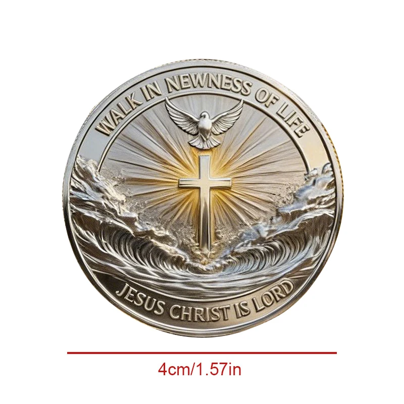 5PC Religious Baptism Challenge Coin Cross & Bible Verse Commemorative Coin Christian Souvenir Collectible for Believers