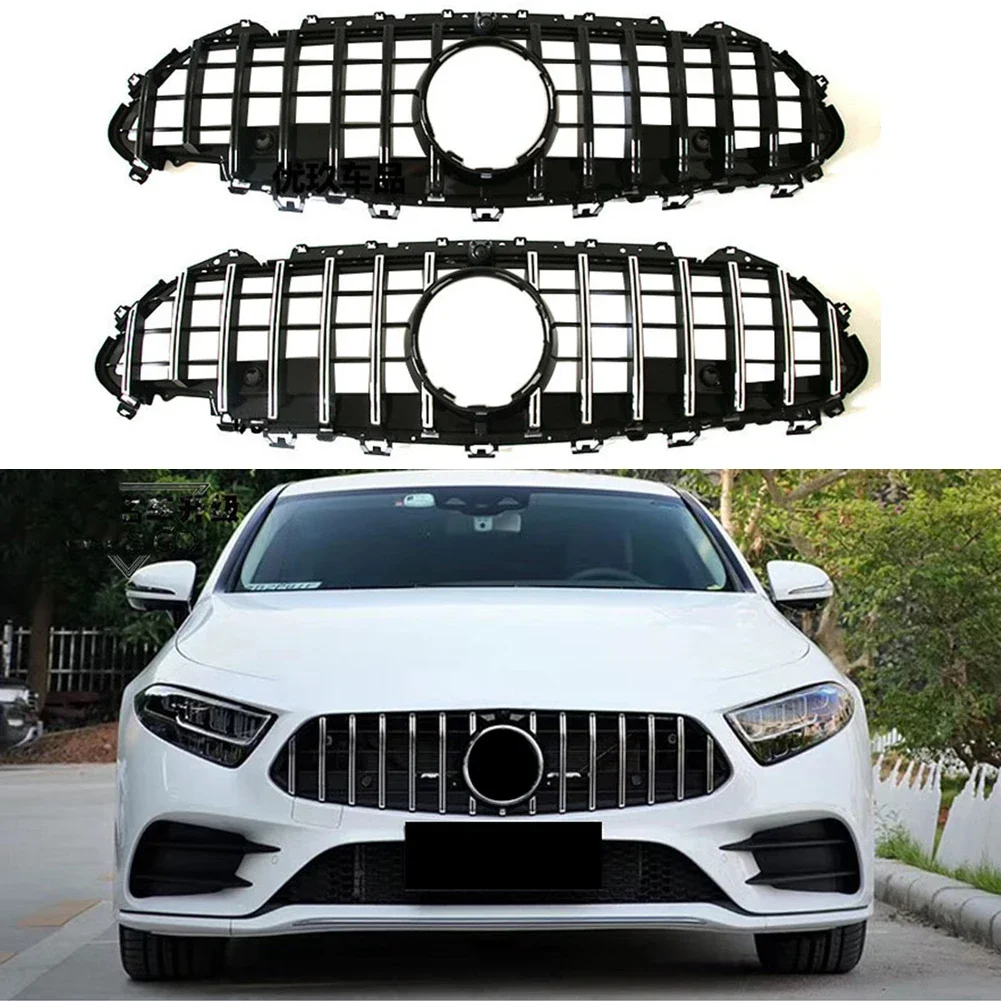 Car  Front Billet Bumper Grill Upper Facelift Grille Fit for Mercedes Benz W257 C257 CLS-Class 2019 2020 Black Silver