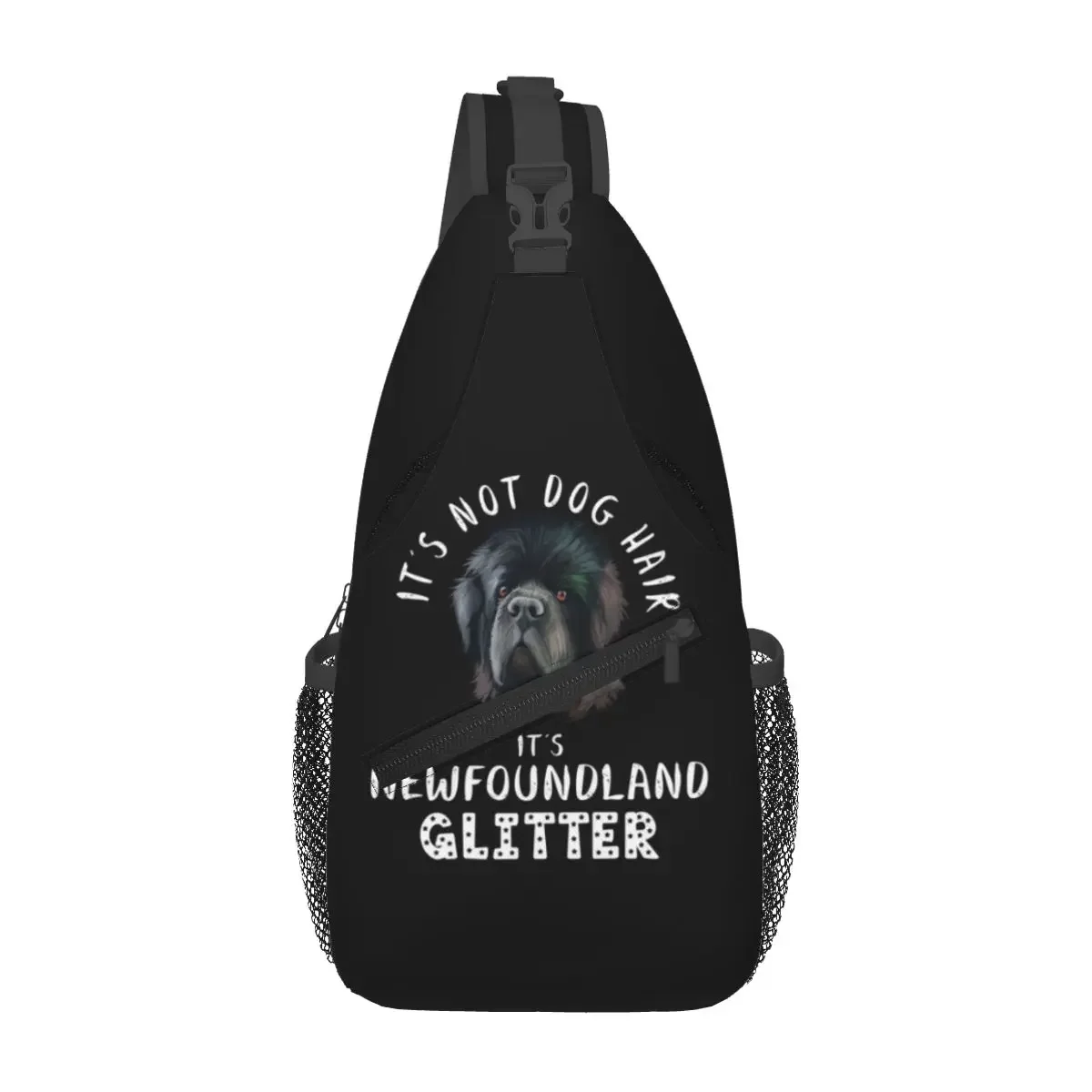 

It's Not Dog Hair It's Newfoundland Glitter Chest Bag Men Sling Crossbody Backpack Chest Bag Travel Hiking Daypack Shoulder Bag