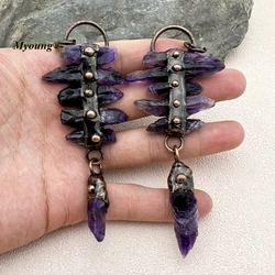 5PCS Large Natural Amethysts Purple Crystal Quartz Vintage Necklace Pendant Witch Bohemia Jewelry MY231150