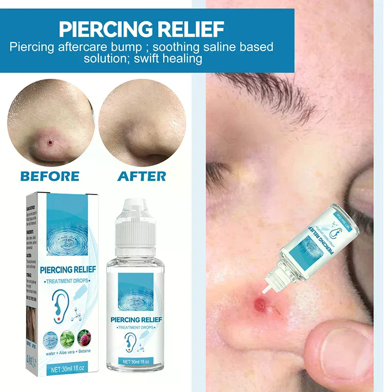 

New 30ml After Ear Piercing Care Solution Safe Formula Cleanser Disinfecting Nose Body Piercer Aftercare Reduce Allergy Portable