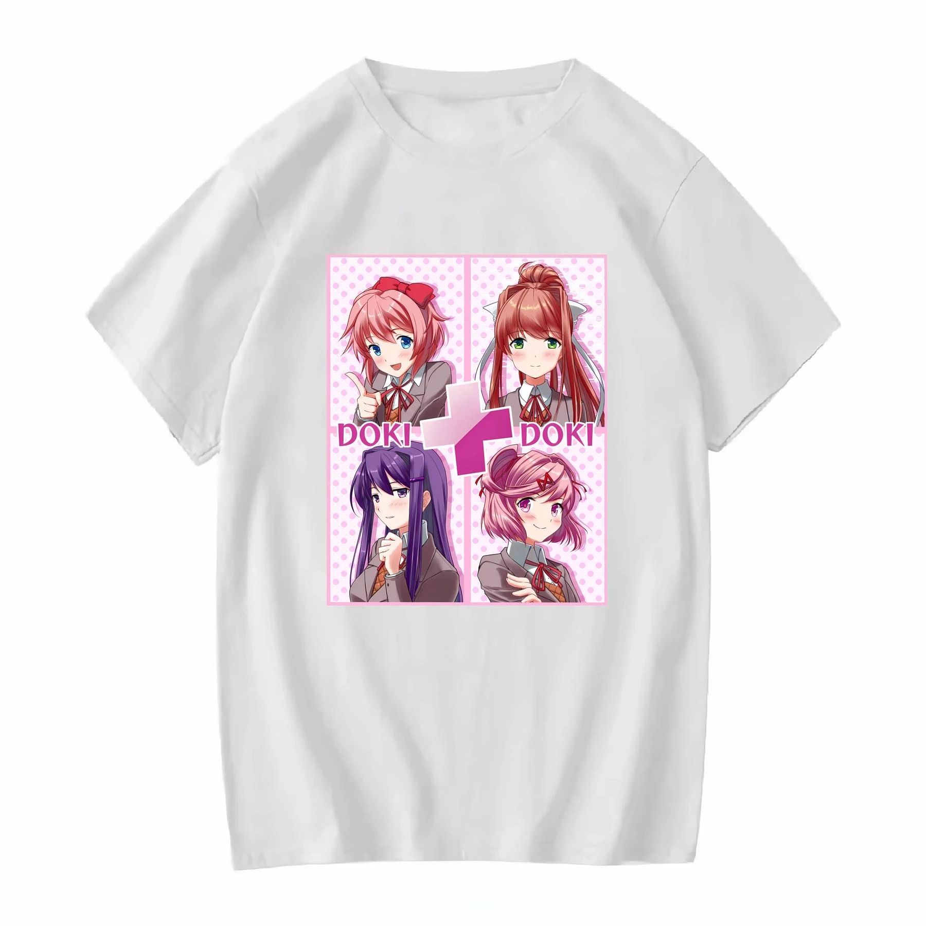 تي شيرت للفتيات الأدب DDLC Plus Just Monica Horror Vintage Washed للجنسين للارتداء اليومي جرافيك قابل للتنفس