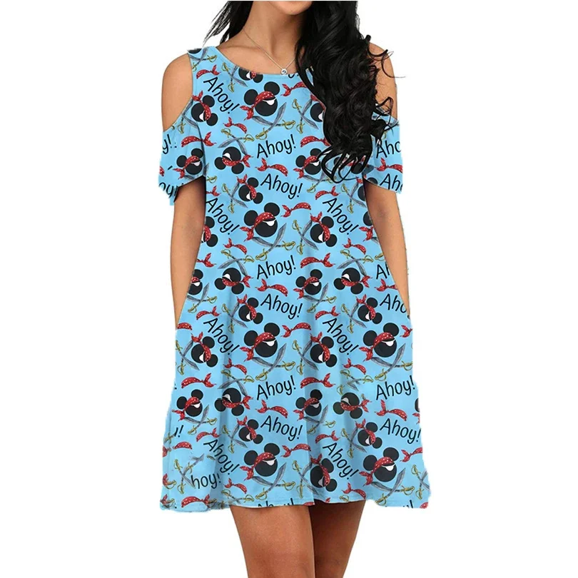 2024 Mickey Ahoy Kleider Frauen lässig Strand kleider Disney Kreuzfahrt schiff inspiriert Kleider Sommer kurze Kleider sexy Party kleid