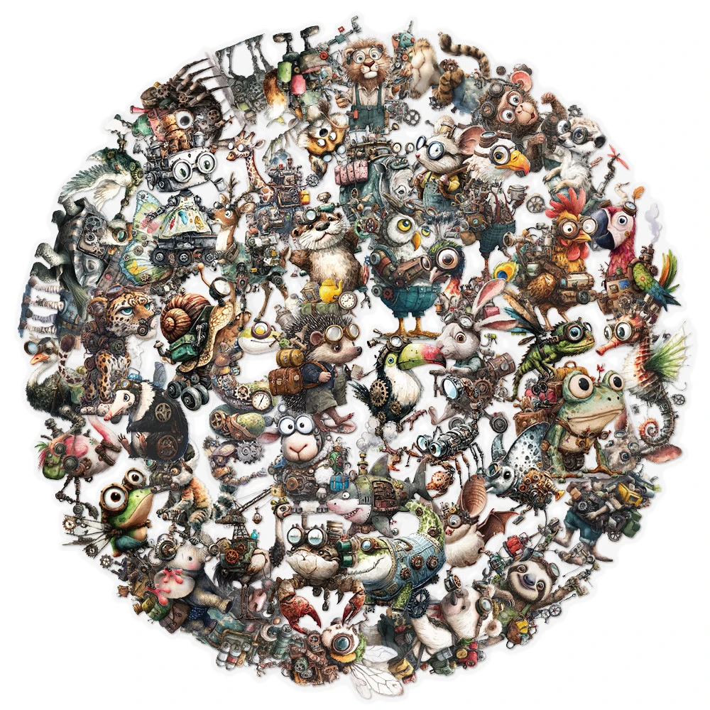 

10/30/50pcs Cartoon Punk Style Mechanical Animal Stickers Kid Toy DIY Notebook Laptop Guitar Phone Cool Decoration Sticker Packs