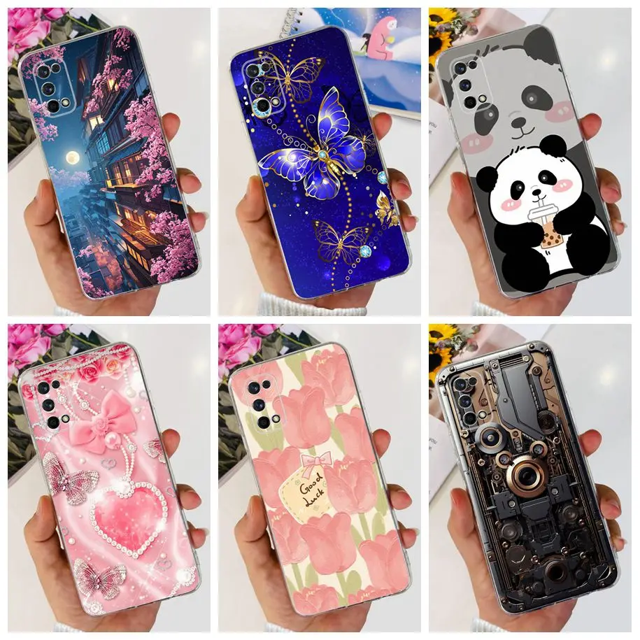 For Realme 7 Pro Case RMX2170 Cover Popular Flower Soft Silicone Clear Phone Case For Realme 7 5G RMX2111 Realme7 RMX2151 Fundas