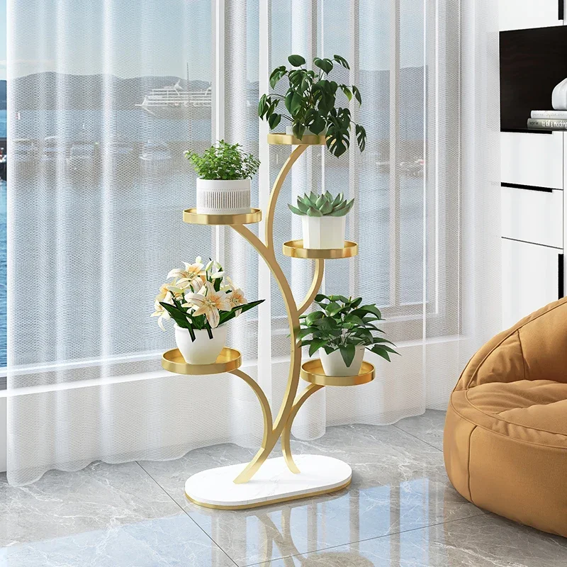 High End Flower Rack Living Room Floor Standing Balcony Storage Universal Wheel Iron Flower Pot Bracket Multi-layer Outdoor