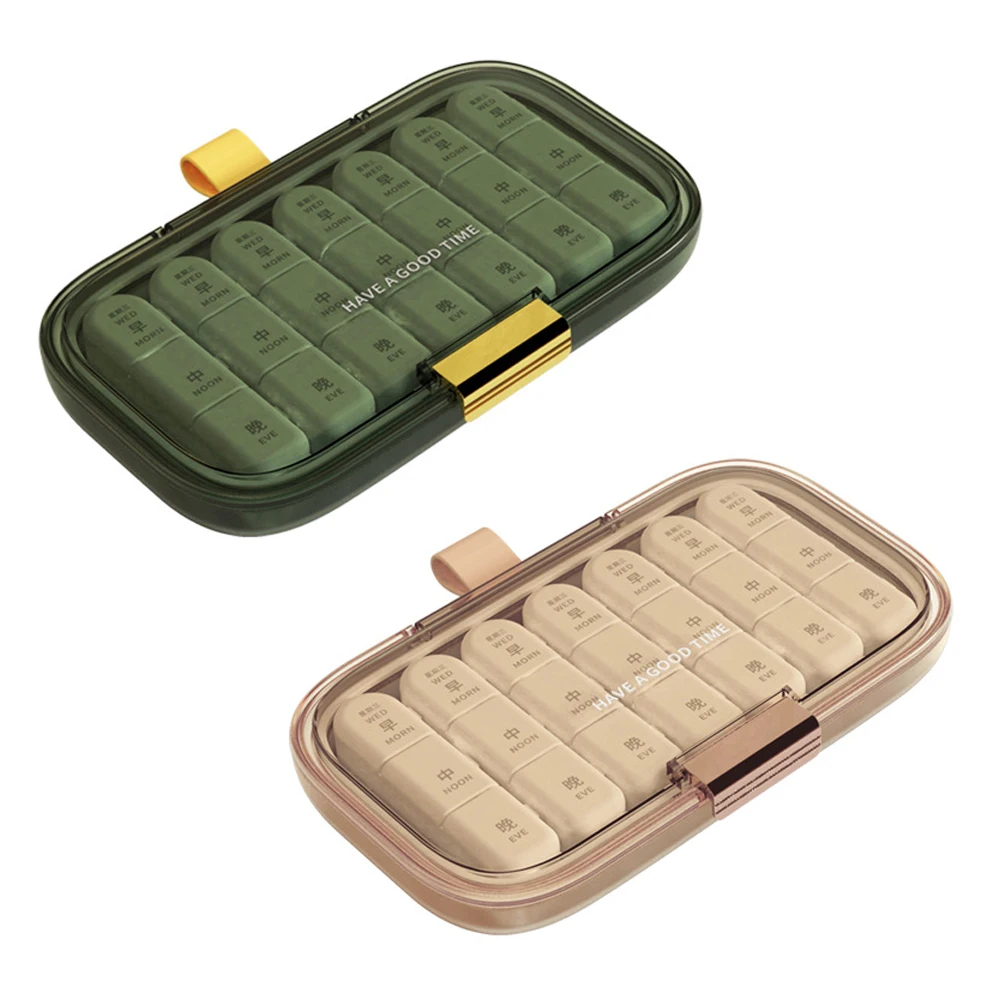 7-Day Removable Weekly Pill Box Travel Portable Separate Moisture-Proof Organizer for Vitamins Fish Oil Supplements